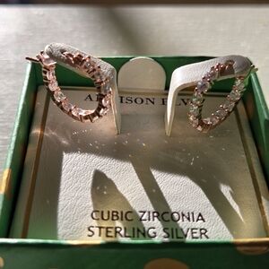 Gorgeous ADDISON BLVD Sterling Silver/Cubic Zirconia Earrings in Rose Gold NIB